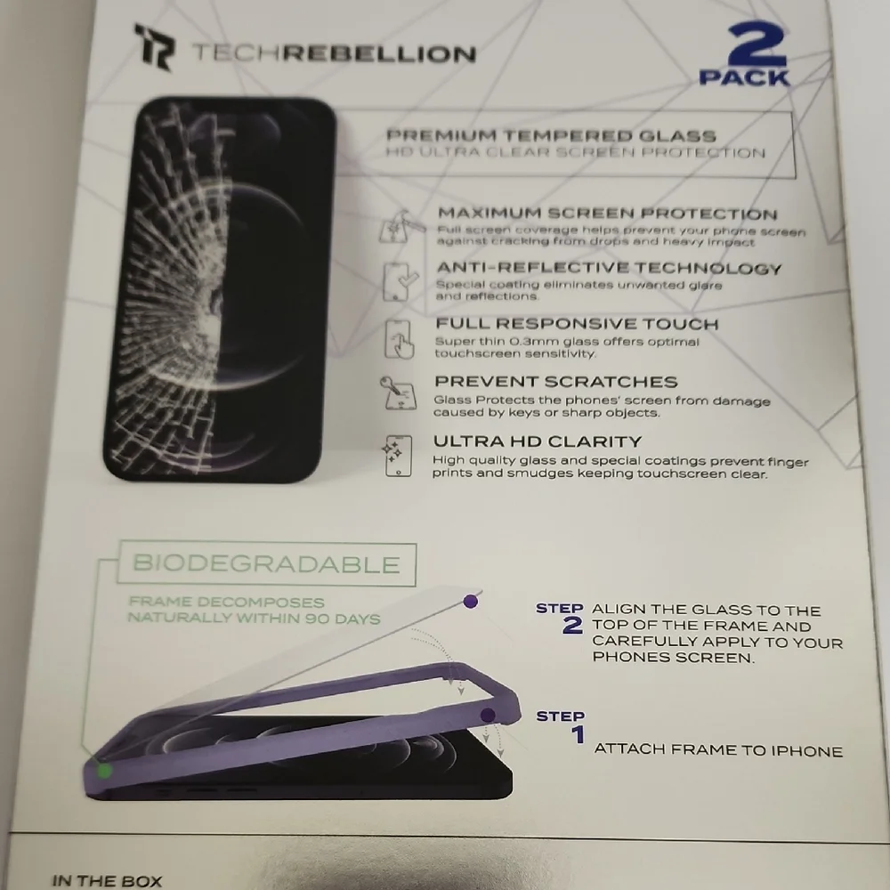 Rebellion Clear Shield+ Tempered Glass for iPhone 12/13 Pro Max - Black